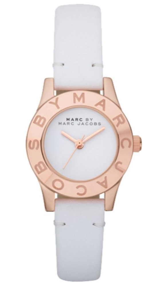 Marc Jacobs Mini Blade White Dial White Leather Strap Watch for Women - MBM1207