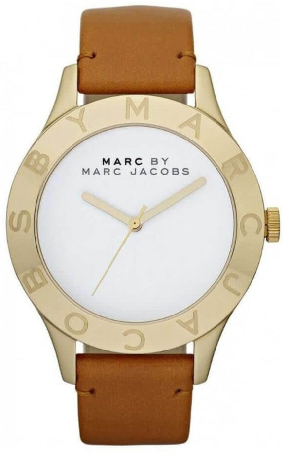 Marc Jacobs Blade White Dial Brown Leather Strap Watch for Women - MBM1218