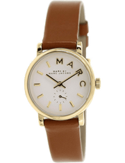 Marc Jacobs Baker White Dial Brown Leather Strap Watch for Women - MBM1317