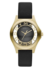 Marc Jacobs Henry Skeleton Black Dial Black Leather Strap Watch for Women - MBM1340