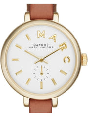 Marc Jacobs Sally White Dial Brown Leather Strap Watch for Women - MBM1351
