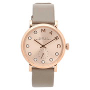 Marc Jacobs Baker Rose Gold Dial Grey Leather Strap Watch for Women - MBM1400