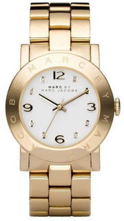 Marc Jacobs Amy White Dial Gold Steel Strap Watch for Women - MBM3056