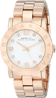 Marc Jacobs Amy White Dial Rose Gold Steel Strap Watch for Women - MBM3077