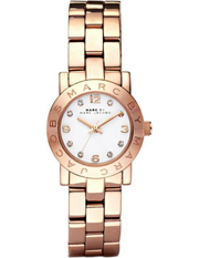 Marc Jacobs Mini Amy White Dial Rose Gold Steel Strap Watch for Women - MBM3078