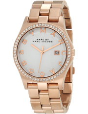 Marc Jacobs Henry Diamonds White Dial Rose Gold Steel Strap Watch for Women - MBM3079