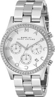 Marc Jacobs Henry Chronograph Silver Dial Silver Steel Strap Watch for Women - MBM3104