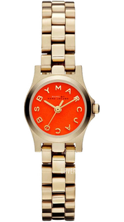 Marc Jacobs Henry Dinky Red Dial Gold Steel Strap Watch for Women - MBM3202