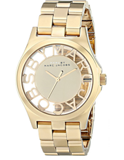 Marc Jacobs Henry Transparent Gold Dial Gold Steel Strap Watch for Women - MBM3206