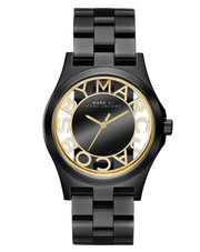Marc Jacobs Henry Transparent Black Dial Black Steel Strap Watch for Women - MBM3255