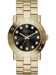 Marc Jacobs Amy Black Dial Gold Steel Strap Watch for Women - MBM3336