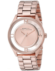 Marc Jacobs Tether Transparent Rose Gold Dial Rose Gold Steel Strap Watch for Women - MBM3414