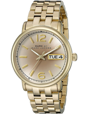 Marc Jacobs Fergus Gunmetal Grey Dial Gold Steel Strap Watch for Women - MBM3429