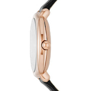 Marc Jacobs Mandy Black Dial Black Leather Strap Watch for Women - MJ1565