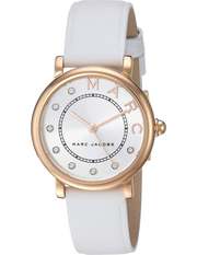Marc Jacobs Roxy Silver Dial White Leather Strap Watch for Women - MJ1634