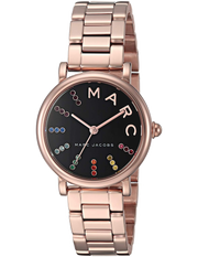 Marc Jacobs Roxy Black Dial Rose Gold Steel Strap Watch for Women - MJ3569
