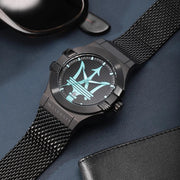 Maserati Potenza Aqua Edition Black Dial Black Mesh Strap Watch For Men - R8853144002