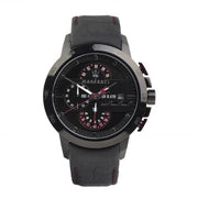 Maserati Ingegno Chronograph Black Dial Black Leather Strap Watch For Men - R8871619003