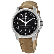 Maserati Successo Black Dial Beige Leather Strap Watch For Men - R8851121004