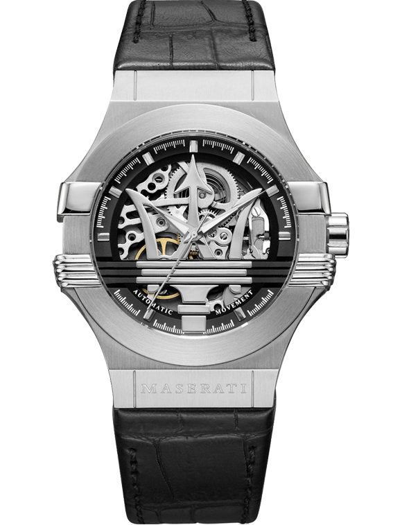 Maserati Potenza Automatic Black Dial Black Leather Strap Watch Maserati Potenza Automatic Black Dial Black Leather Strap Watch