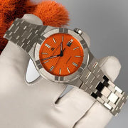 Maurice Lacroix Aikon Automatic Date Orange Dial Silver Steel Strap Watch For Men - AI6008-SS00F-530-E