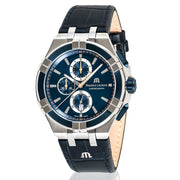 Maurice Lacroix Aikon Chronograph Blue Dial Blue Leather Strap Watch For Men - AI1018-SS001-432-4