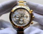 Hugo Boss Ikon Chronograph Silver Dial Two Tone Steel Strap Watch for Men - 1512960