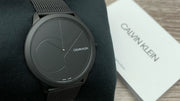 Calvin Klein Minimal Black Dial Black Mesh Bracelet Watch for Men - K3M514B1