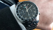 Emporio Armani Team Italia Chronograph Black Dial Silver Steel Strap Watch For Men - AR5983