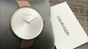 Calvin Klein Full Moon Silver Dial Pink Leather Stap Watch for Women - K8Y236Z6