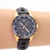 Tissot PRS 516 Chronograph Black Dial Black Leather Strap Watch For Men - T100.417.36.051.00