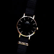 Daniel Wellington Petite Cornwall Black Dial Black Nylon Strap Watch for Women - DW00100247