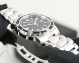Movado Series 800 Black Dial Silver Steel Strap Watch For Men - 2600135