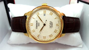 Tissot T Classic Le Locle Automatic Gold Dial Maroon Leather Strap Watch For Men - T41.5.413.73