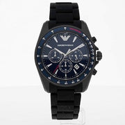 Emporio Armani Sigma Chronograph Blue Dial Black Silicone Strap Watch For Men - AR6121