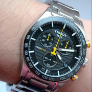 Tissot PRS 516 Chronograph Black Dial Silver Steel Strap Watch For Men - T100.417.11.051.00
