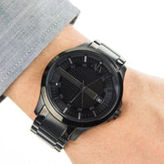 Armani Exchange Hampton Chronograph Black Dial Black Steel Strap Watch For Men - AX2104