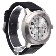Emporio Armani Sportivo Chronograph Silver Dial Black Leather Strap Watch For Men - AR6054