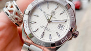 Tag Heuer Aquaracer Automatic White Dial Silver Steel Strap Watch for Men - WAY2111.BA0928