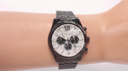 Michael Kors Lexington Chronograph Crystals Silver Dial Black Steel Strap Watch for Men - MK8605