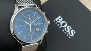 Hugo Boss Jet Chronograph Blue Dial Silver Mesh Bracelet Watch for Men - 1513441