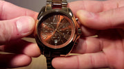 Michael Kors Bradshaw Chronograph Burgundy Dial Two Tone Steel Strap For Women - MK6269