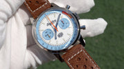 Breitling Top Time Deus Limited Edition White Dial Brown Leather Strap Watch for Men - A233112A1A1X1