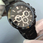 Hugo Boss Ikon Chronograph Black Dial Black Steel Strap Watch for Men - 1512961