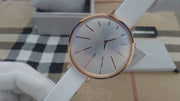Calvin Klein Equal Silver Dial White Leather Strap Watch for Women - K3E236L6