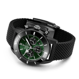 Breitling Superocean Heritage B01 Chronograph 44 Green Dial Black Mesh Bracelet Watch for Men - MB01621A1L1S1