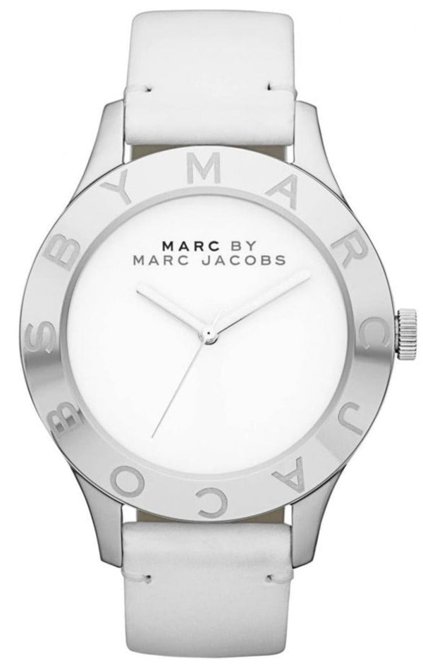 Marc Jacobs Blade White Dial White Leather Strap Watch for Women - MBM1200