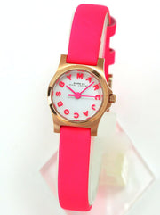 Marc Jacobs Henry White Dial Pink Leather Strap Watch for Women - MBM1237