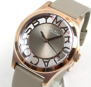 Marc Jacobs Henry Dinky Skeleton Beige Dial Beige Leather Strap Watch for Women - MBM1245
