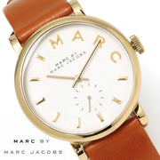 Marc Jacobs Baker White Dial Brown Leather Strap Watch for Womern - MBM1316